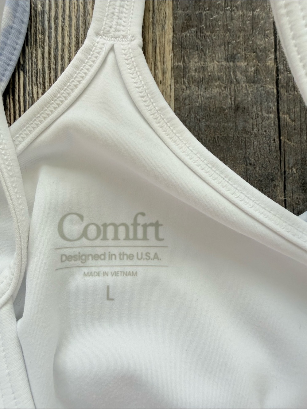 Comfrt Camo Longline Sports Bra Crop Top Strappy Back Blue White Size L - Picture 9 of 9